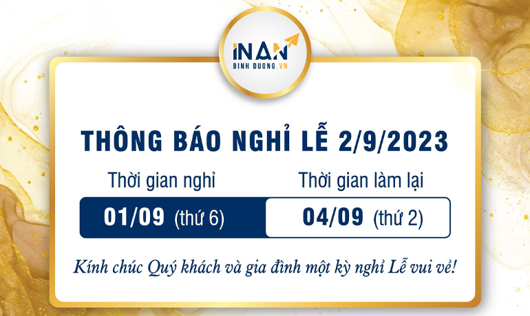 THÔNG BÁO NGHỈ LỄ QUỐC KHÁNH 02/09/2023