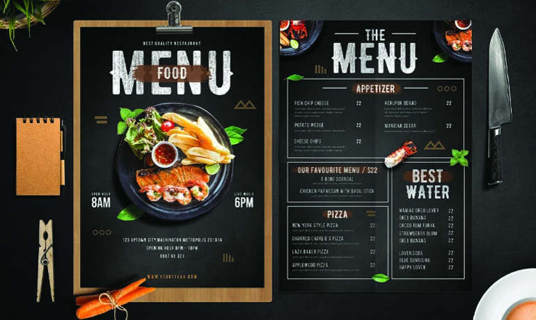 KÍCH THƯỚC MENU CHUẨN TRONG THIẾT KẾ VÀ IN ẤN