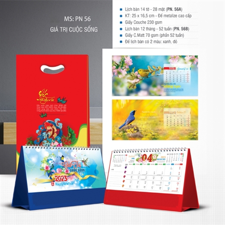  In ấn mẫu lịch để bàn năm 2023