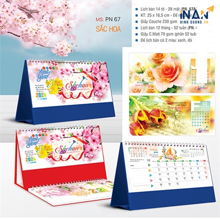  In ấn mẫu lịch để bàn có sẳn năm 2024